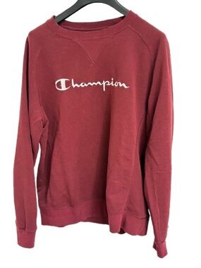 Champion Deep Maroon Crewneck Sweatshirt with Script Tag